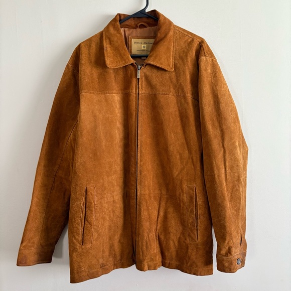 Vintage Boston Harbour Brown Genuine Leather Zip-Up Jacket - Large - Picture 1 of 15